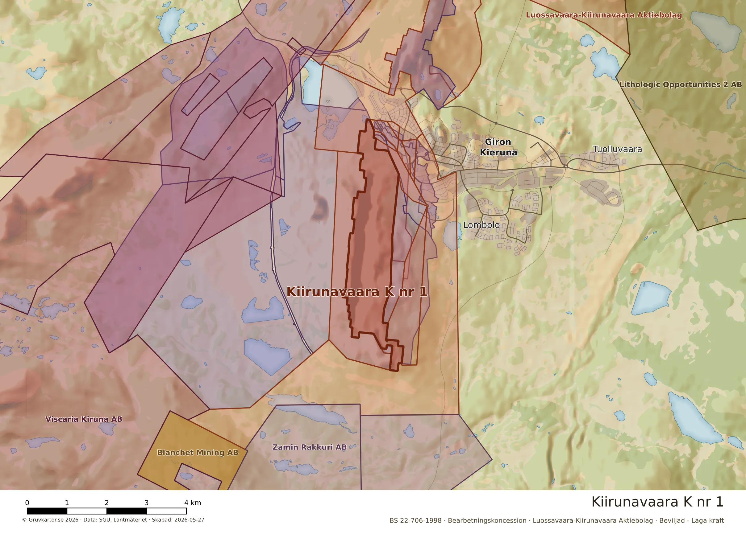 Närkarta över Kiirunavaara K nr 1