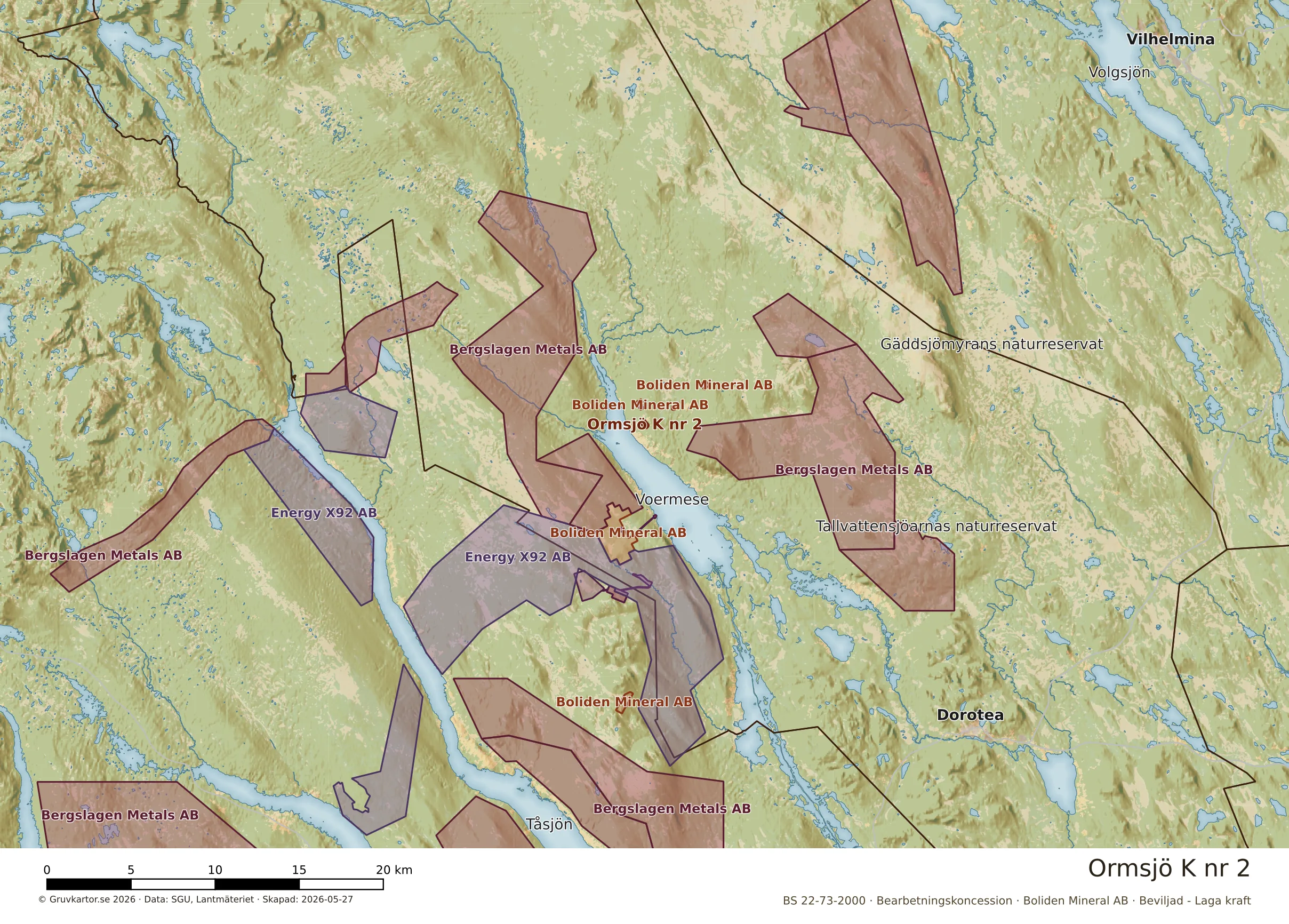 Översiktskarta över Ormsjö K nr 2 i sitt landskap