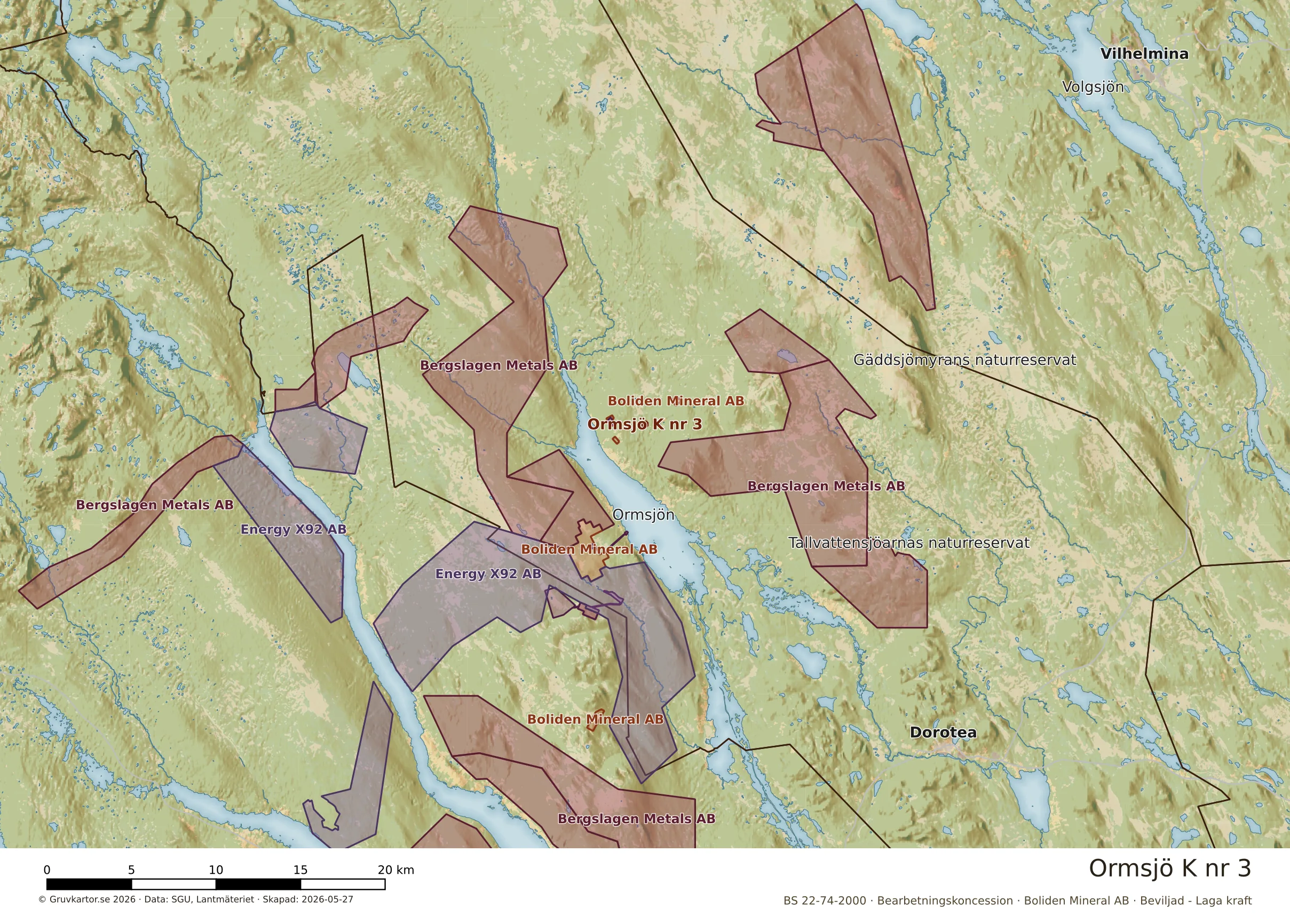 Översiktskarta över Ormsjö K nr 3 i sitt landskap