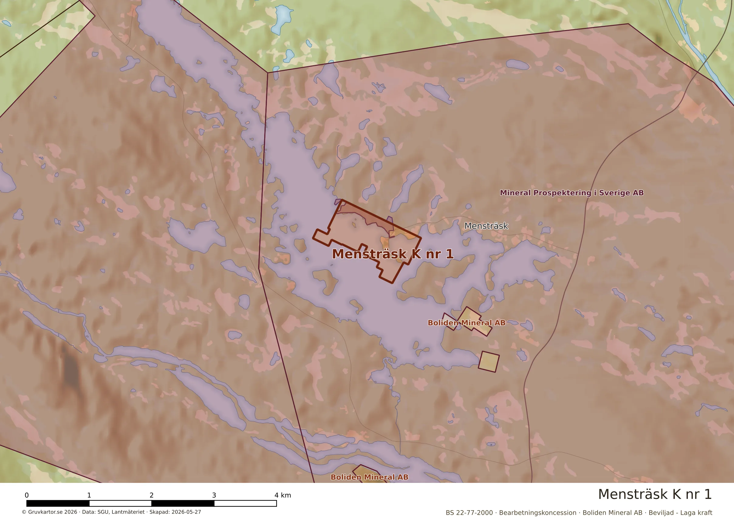Närkarta över Mensträsk K nr 1