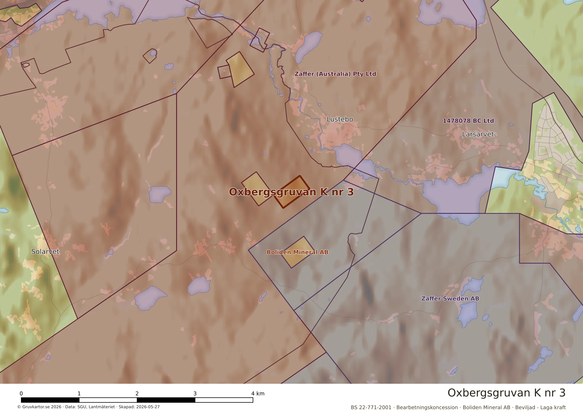 Närkarta över Oxbergsgruvan K nr 3