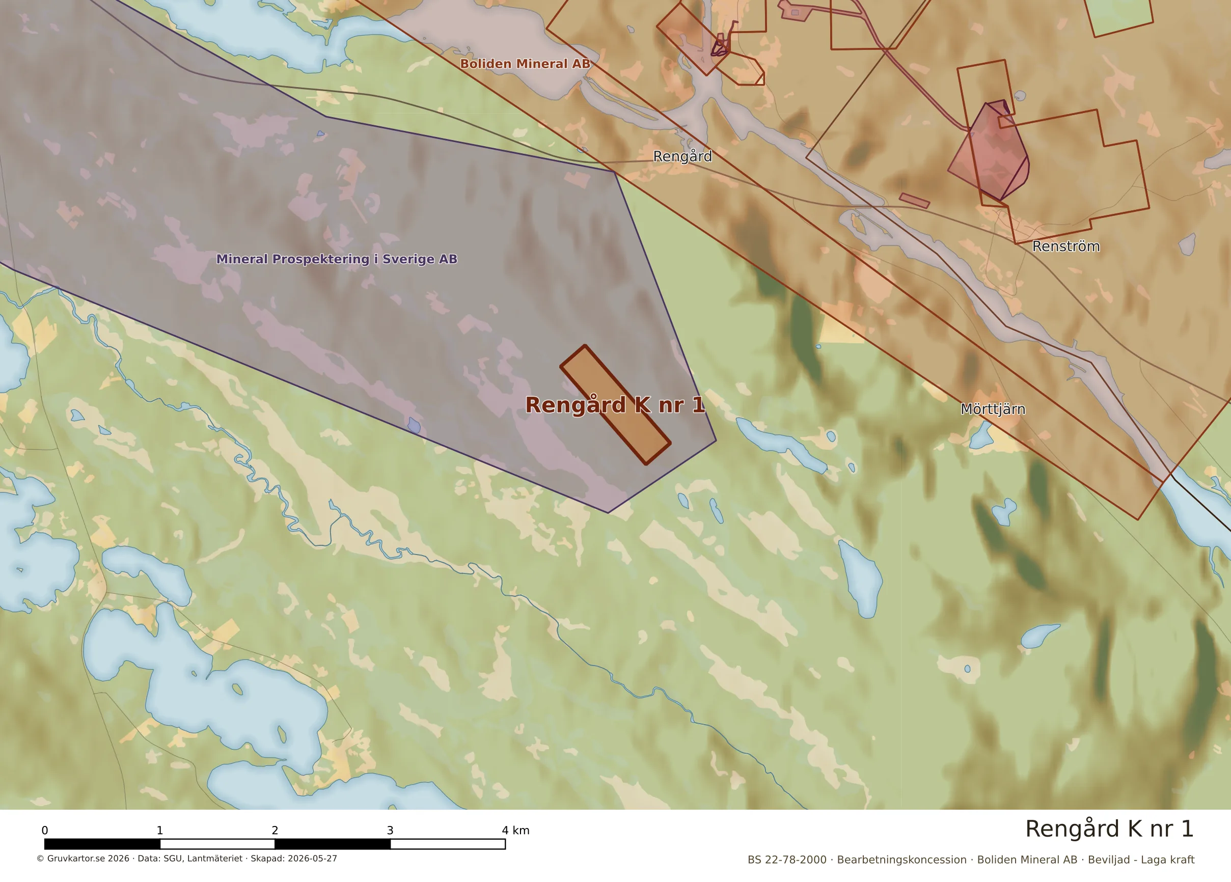 Närkarta över Rengård K nr 1