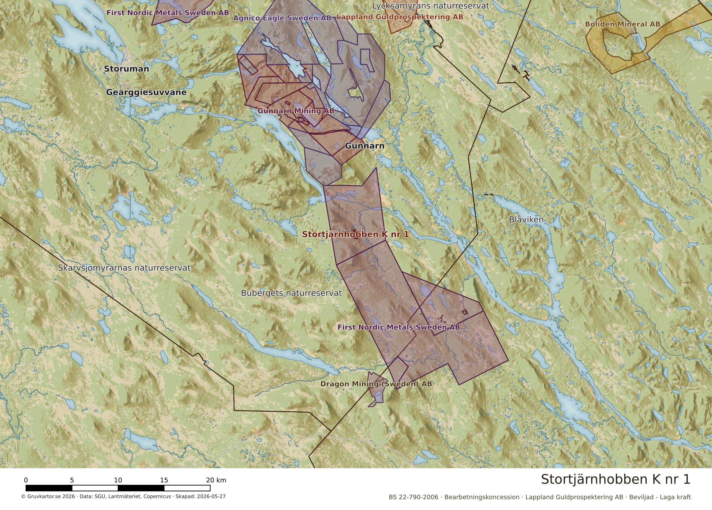 Översiktskarta över Stortjärnhobben K nr 1 i sitt landskap