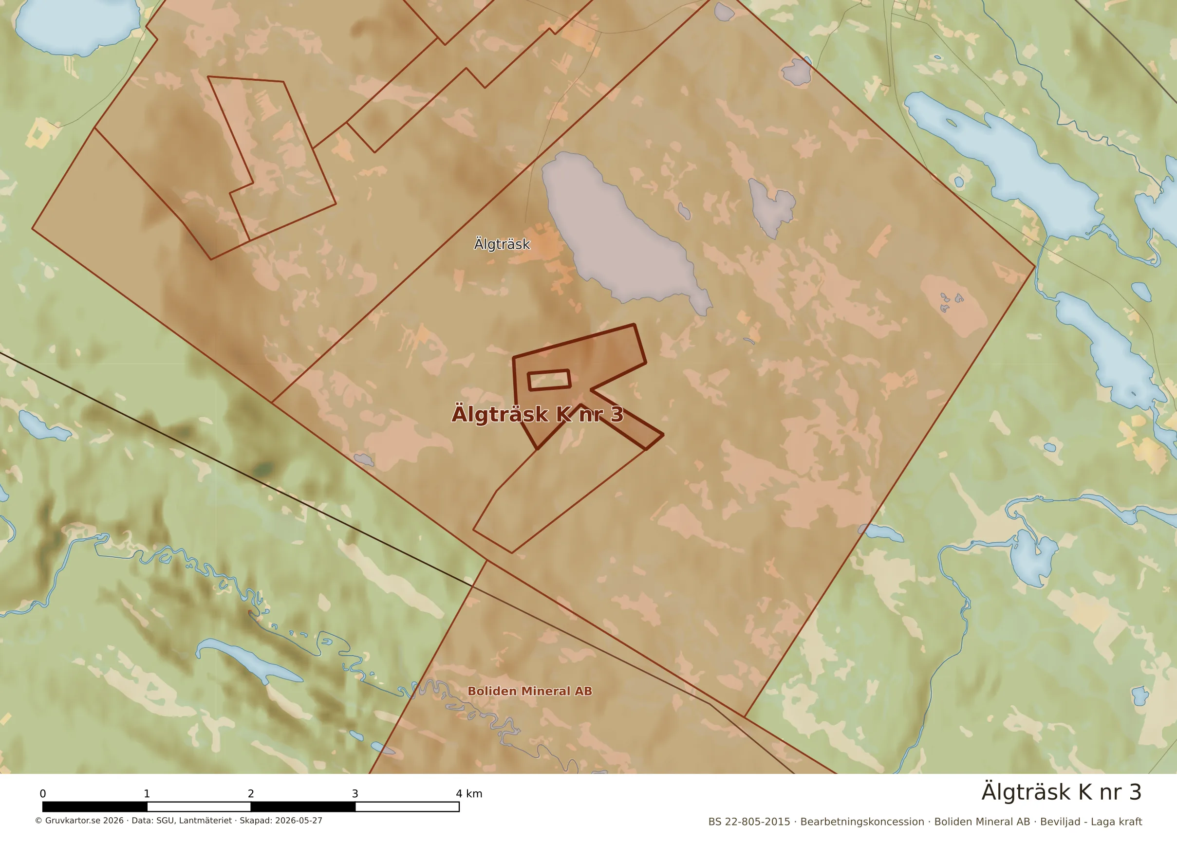 Närkarta över Älgträsk K nr 3