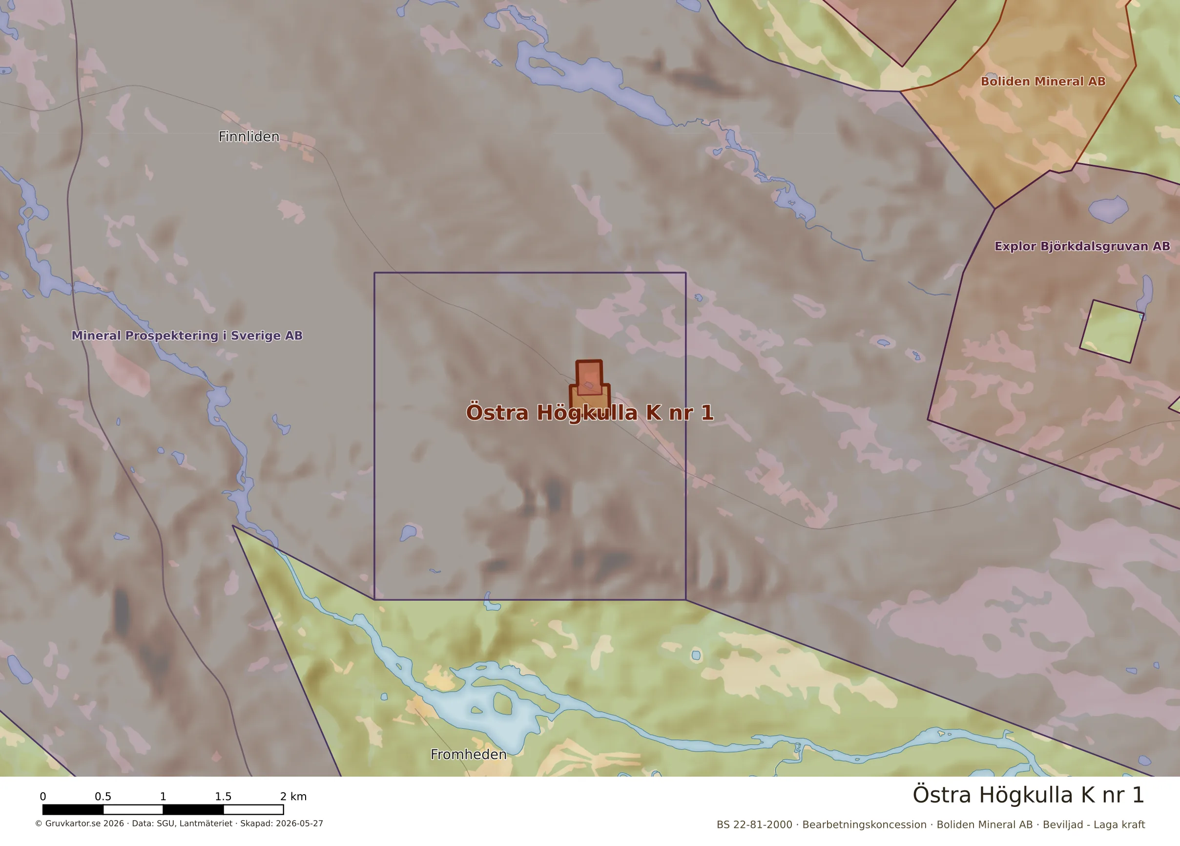 Närkarta över Östra Högkulla K nr 1