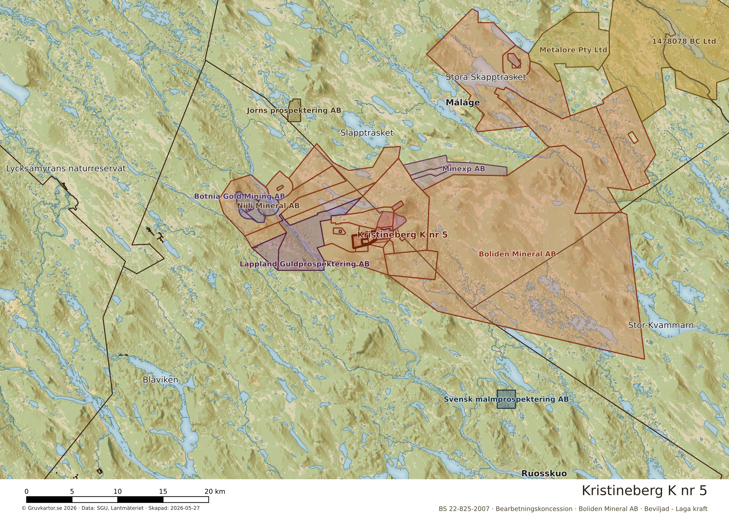 Översiktskarta över Kristineberg K nr 5 i sitt landskap