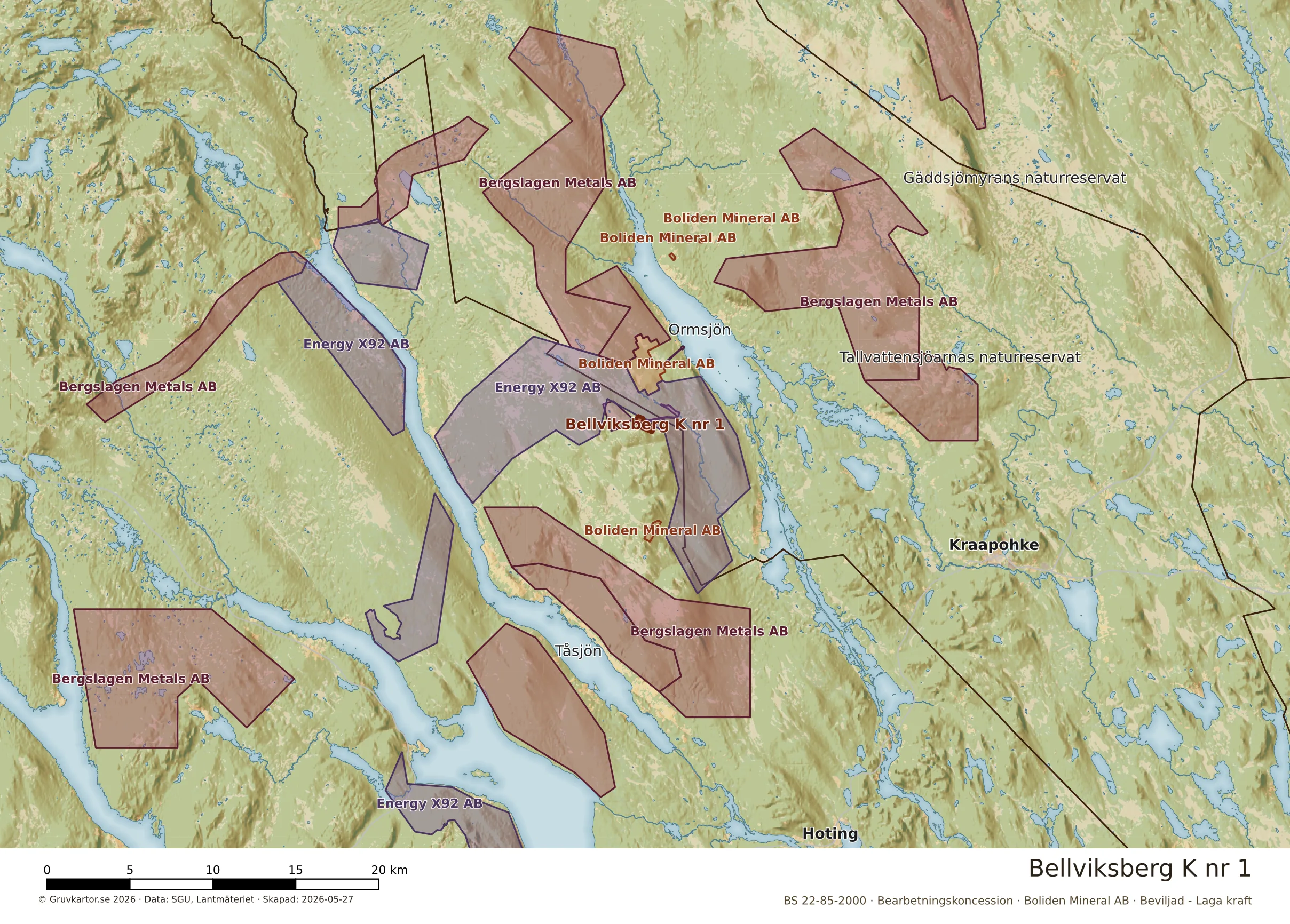 Översiktskarta över Bellviksberg K nr 1 i sitt landskap