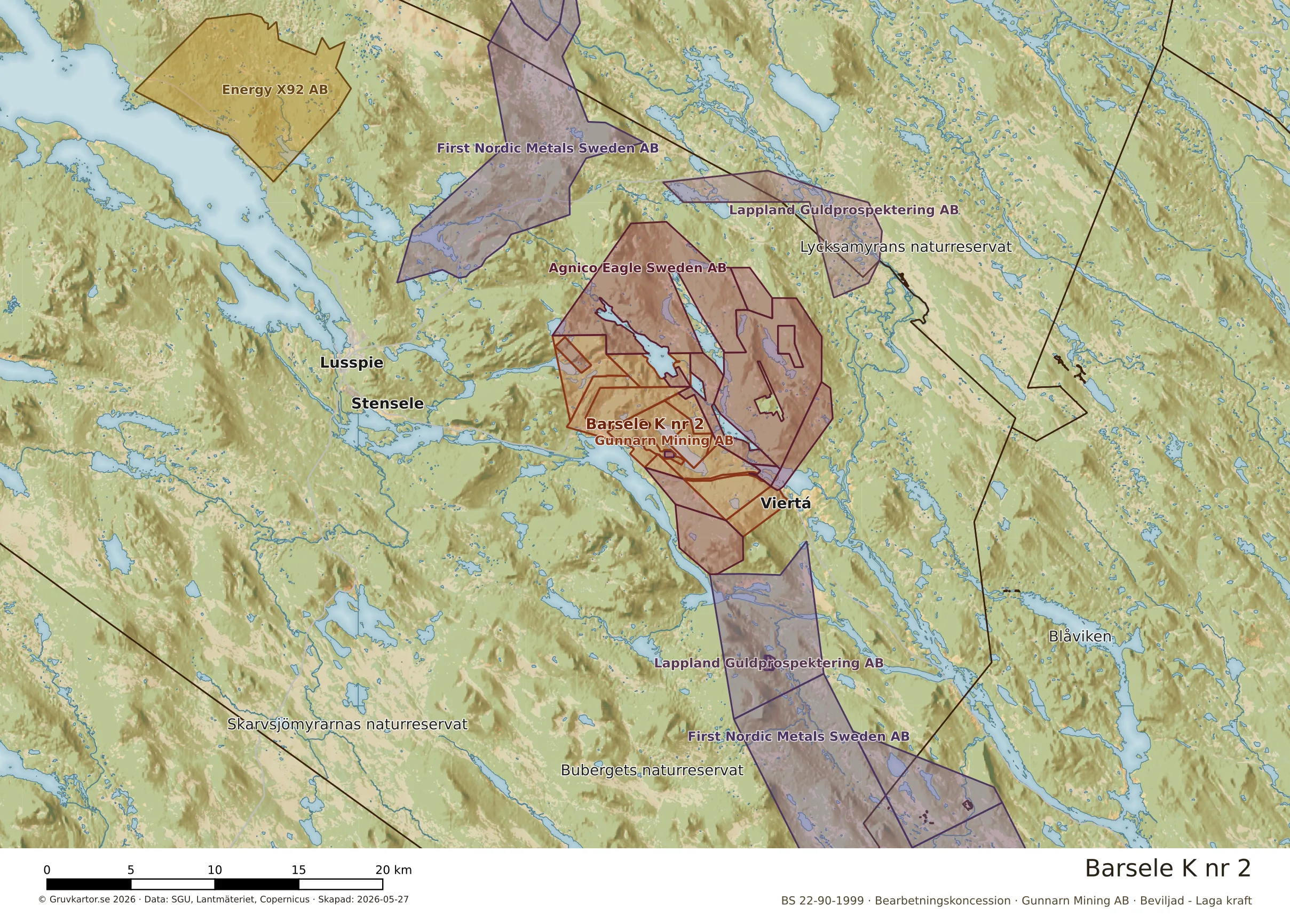 Översiktskarta över Barsele K nr 2 i sitt landskap