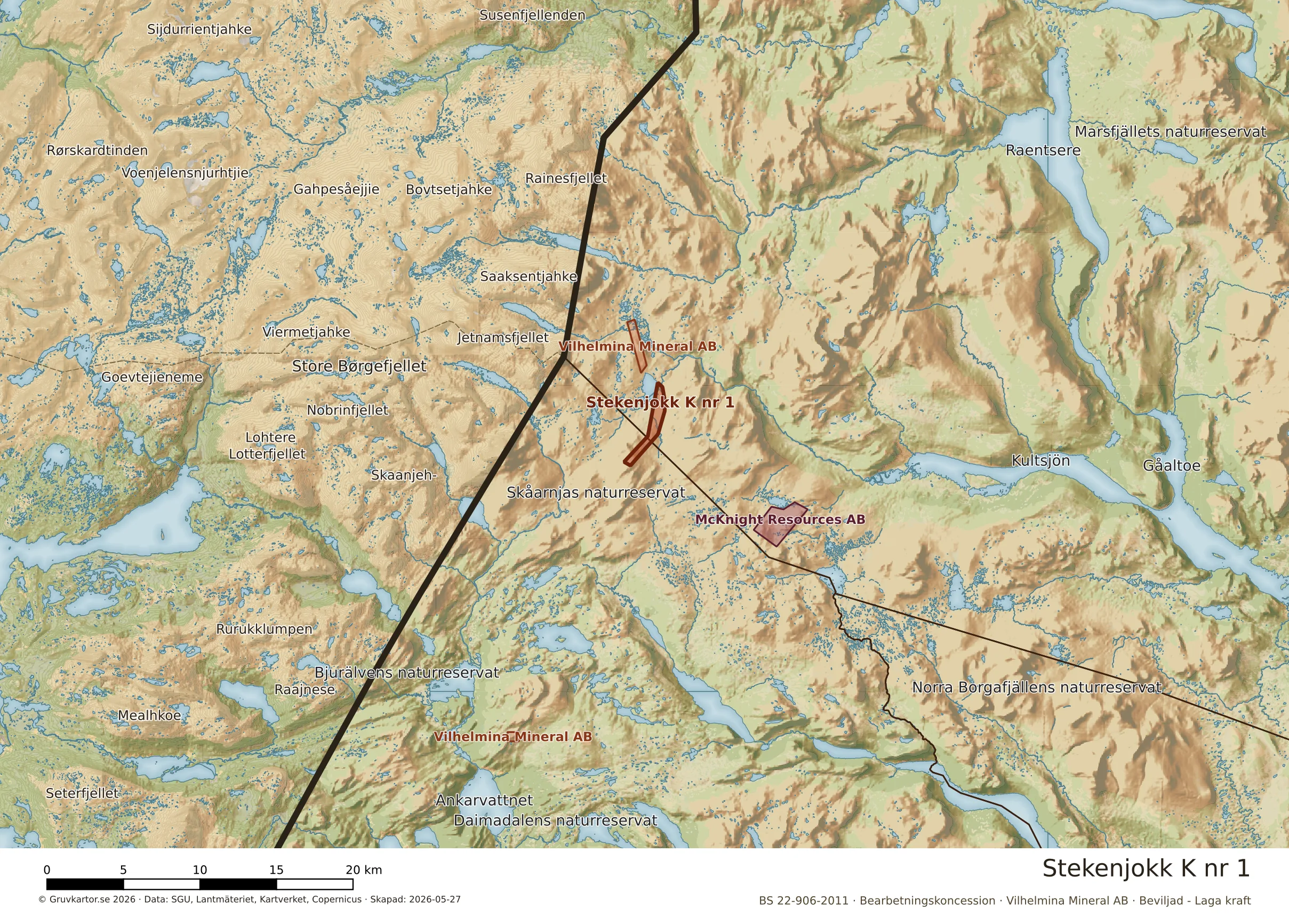Översiktskarta över Stekenjokk K nr 1 i sitt landskap