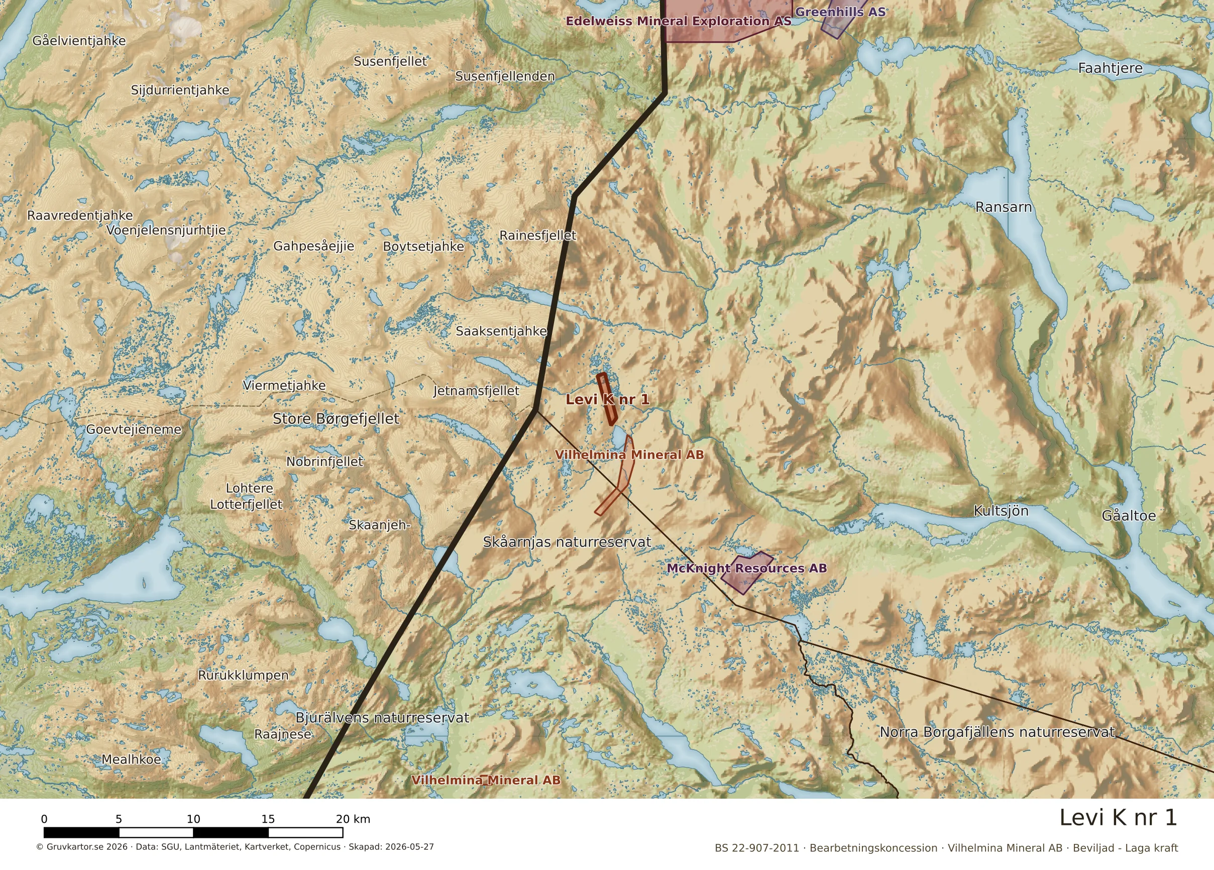 Översiktskarta över Levi K nr 1 i sitt landskap