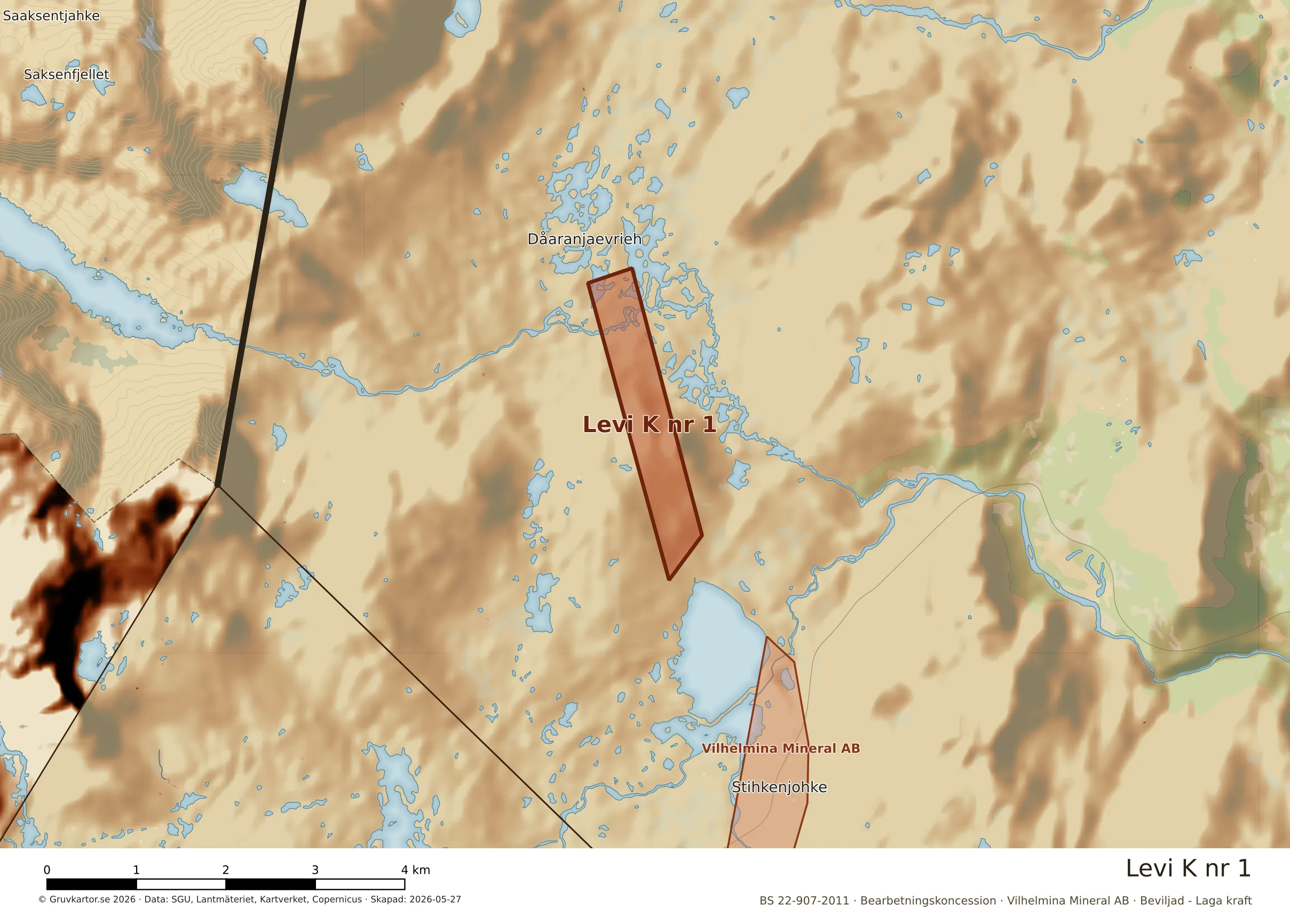 Närkarta över Levi K nr 1