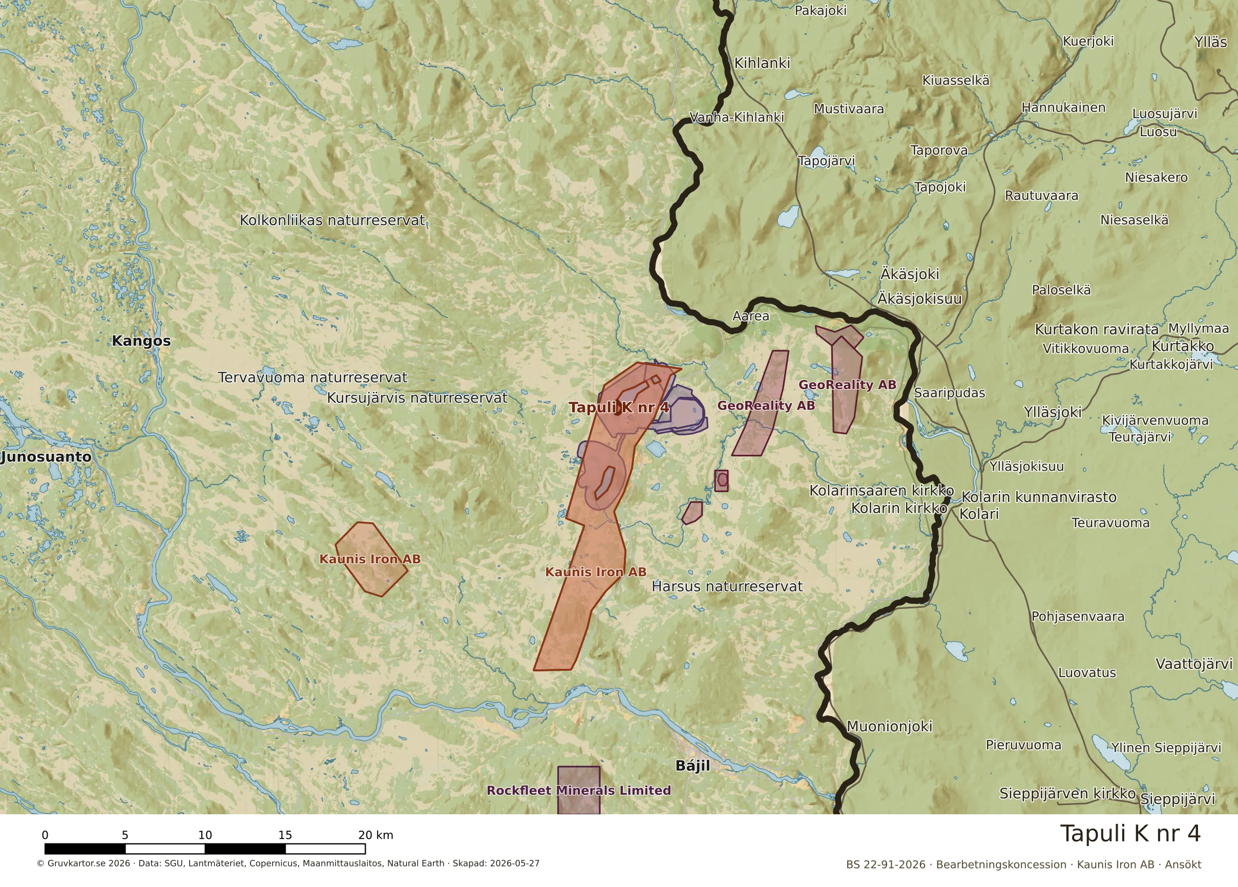 Översiktskarta över Tapuli K nr 4 i sitt landskap