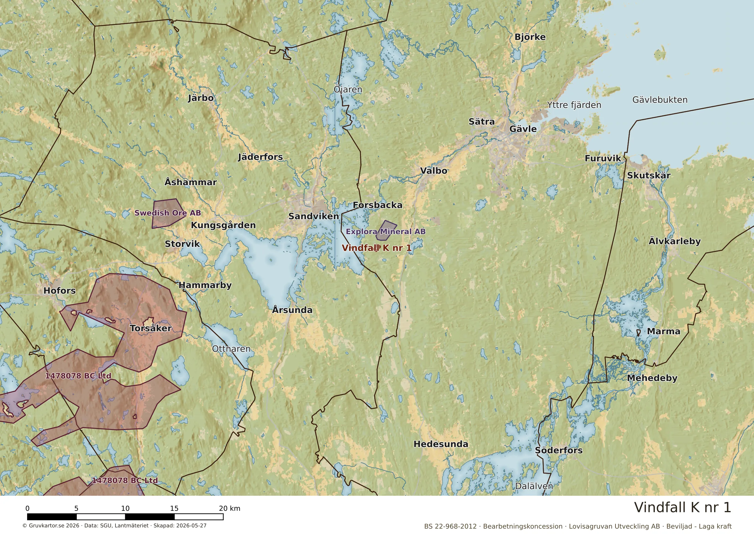 Översiktskarta över Vindfall K nr 1 i sitt landskap
