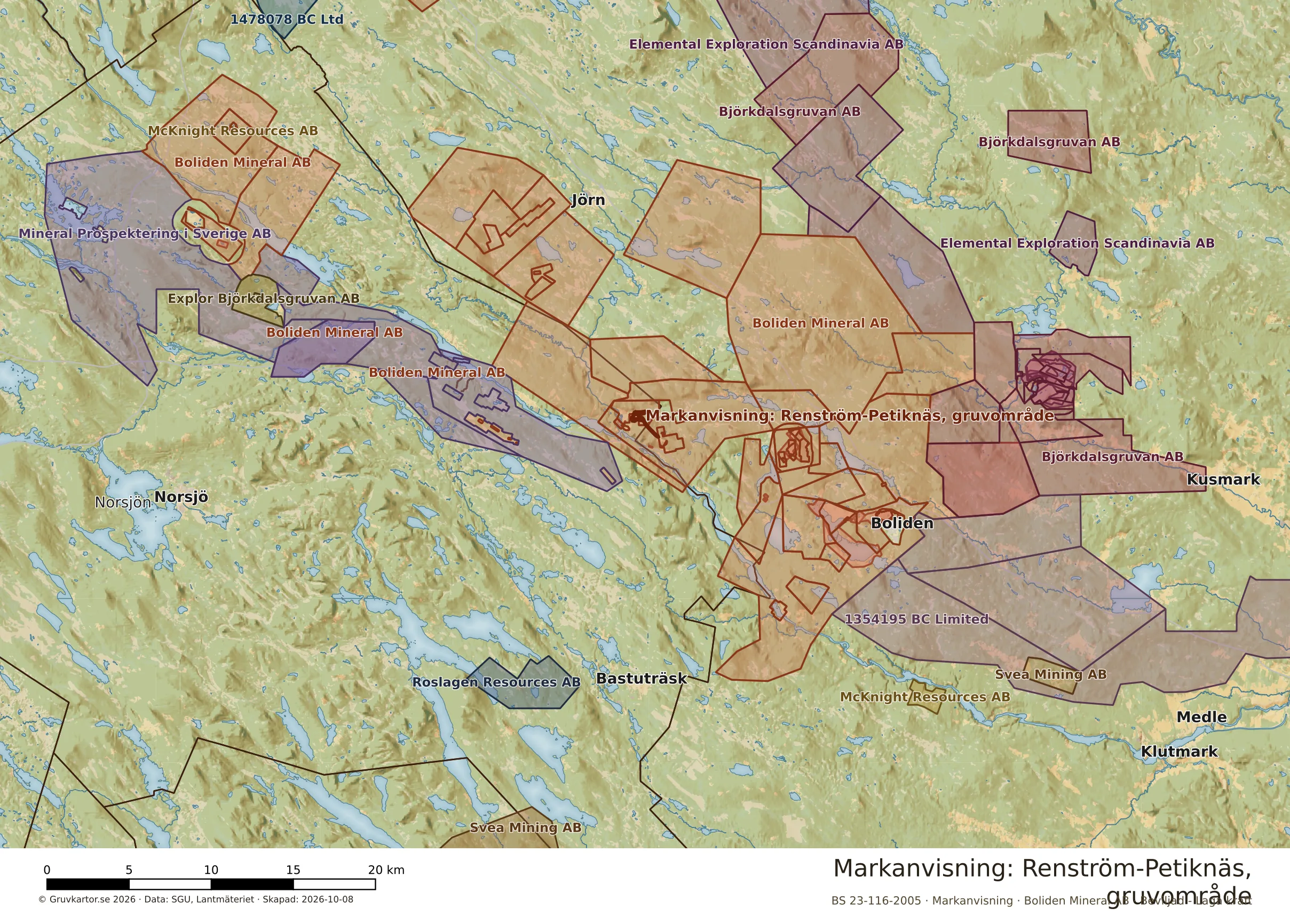 Översiktskarta över Renström-Petiknäs ventil. 2 i sitt landskap