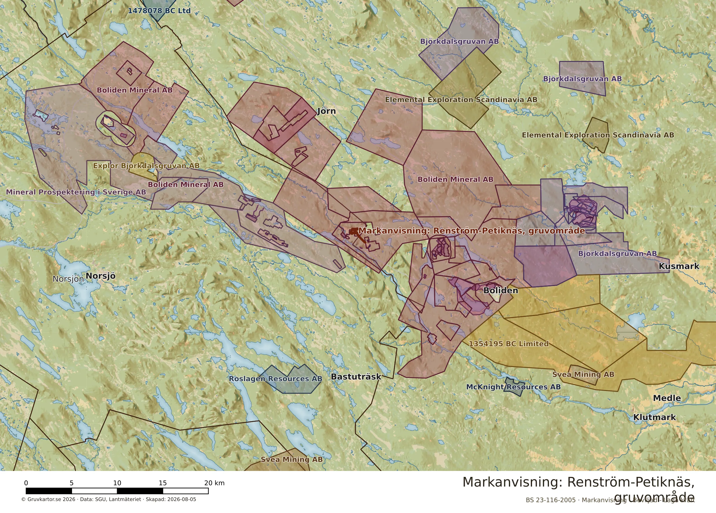 Översiktskarta över Renström-Petiknäs ventil. 1 i sitt landskap