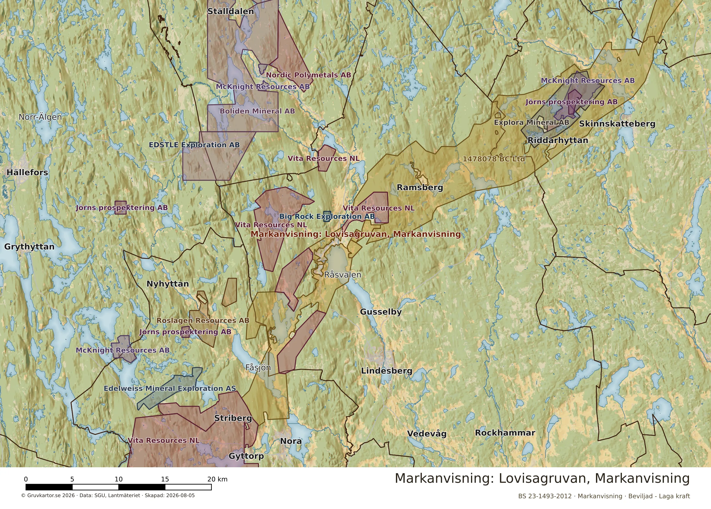 Översiktskarta över Lovisagruvan, Markanvisning i sitt landskap