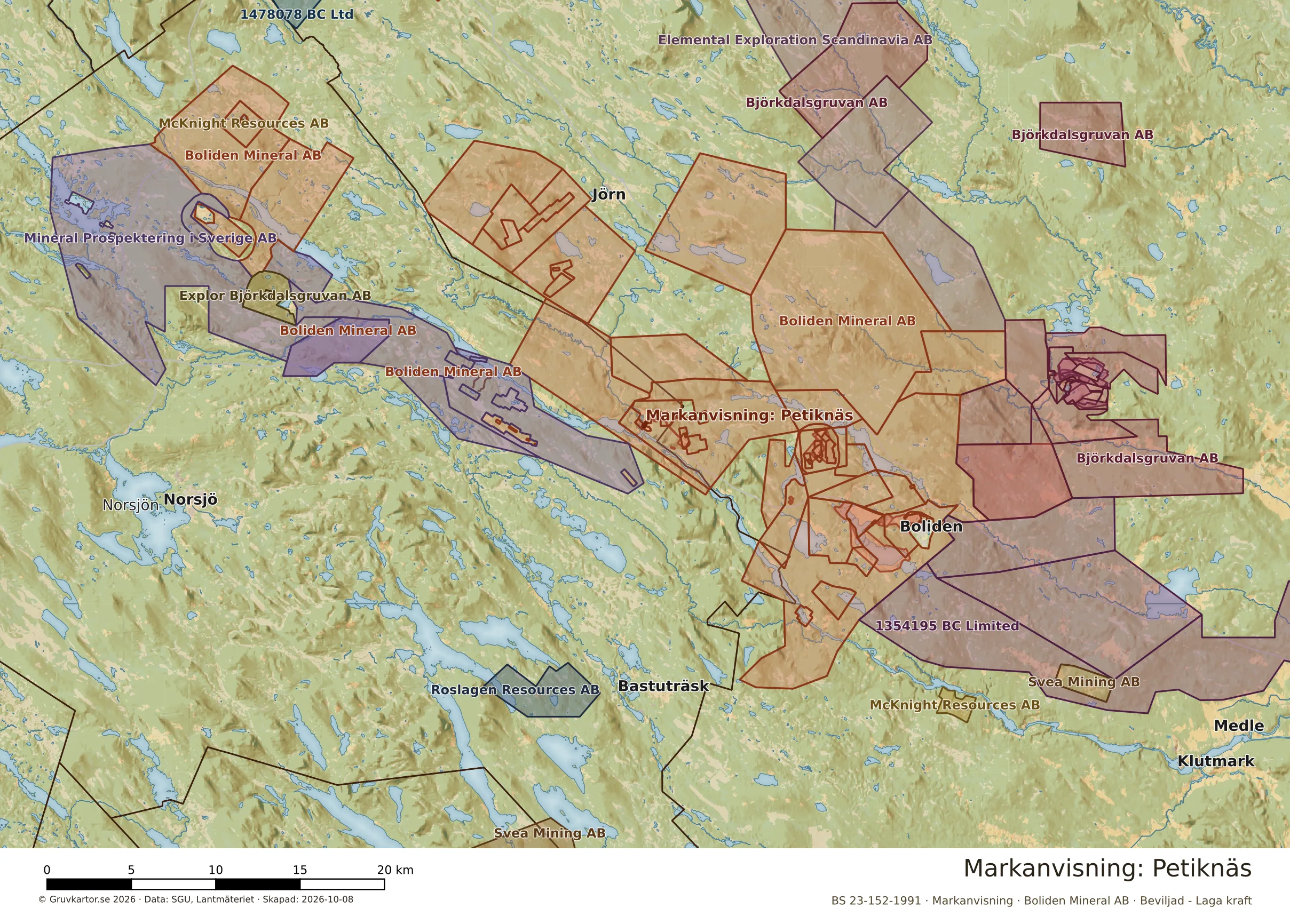 Översiktskarta över Petiknäs i sitt landskap