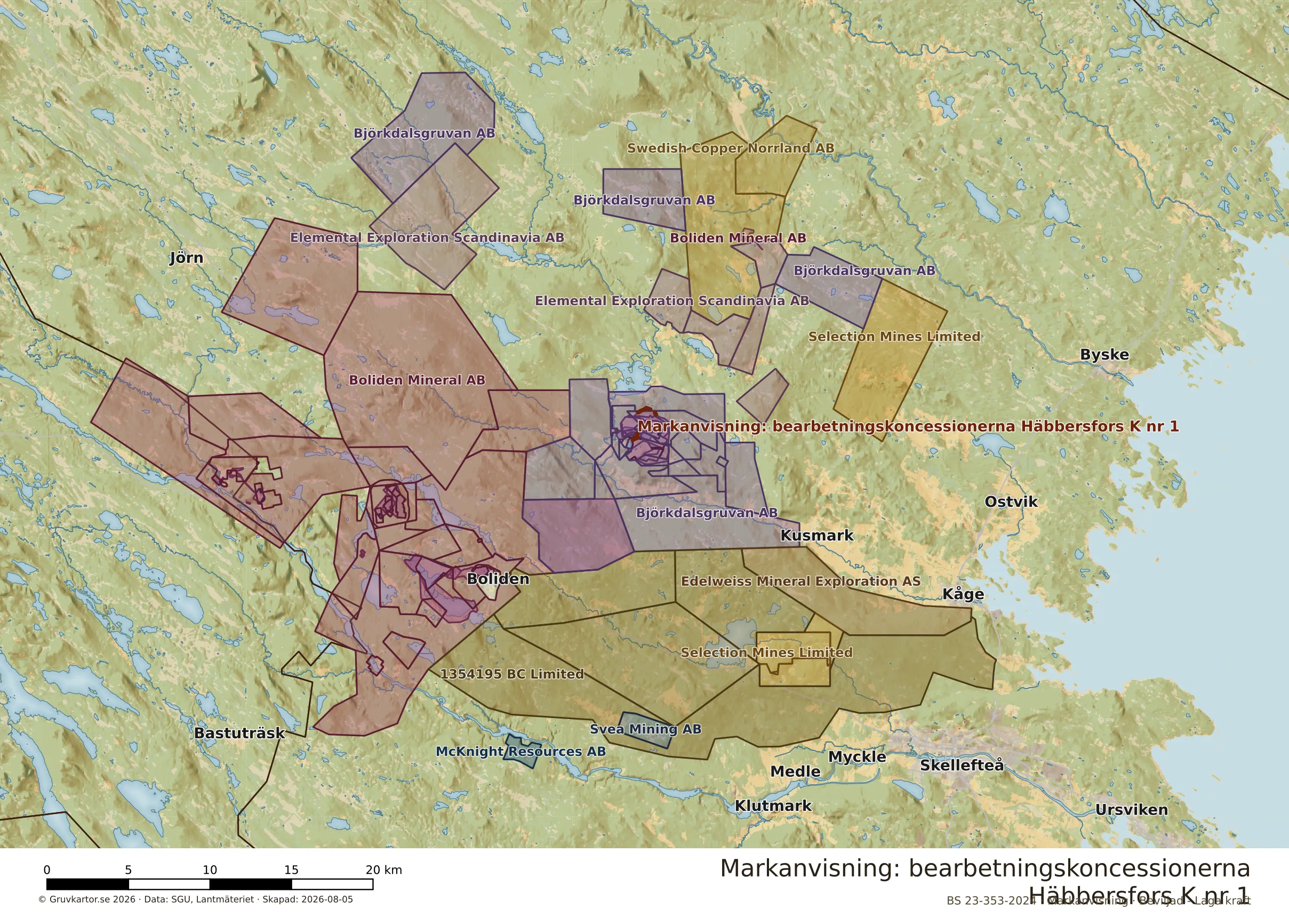 Översiktskarta över Häbbersfors K nr 1 i sitt landskap