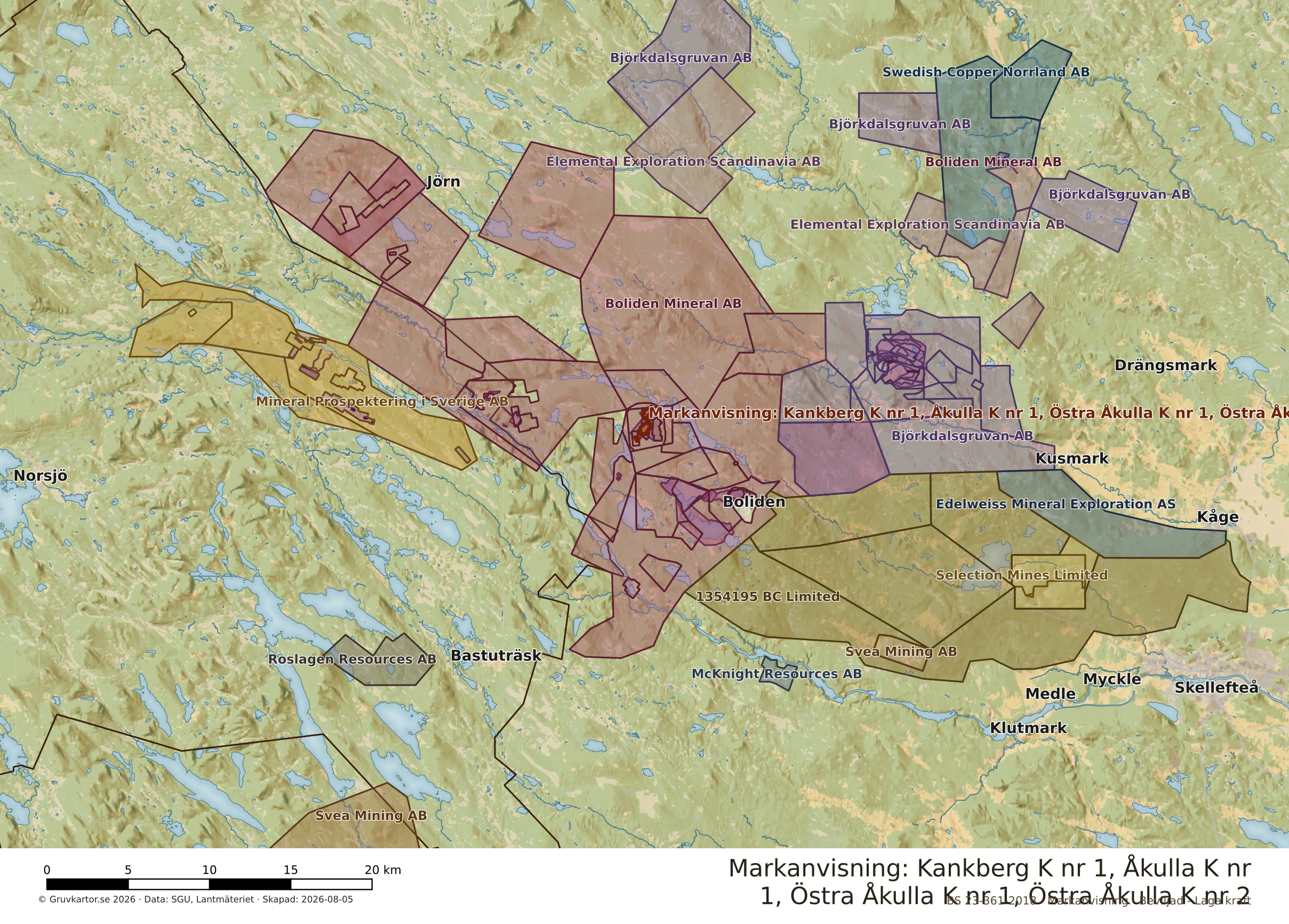 Översiktskarta över Kankberg K nr 1, Åkulla K nr 1, Östra Åkulla K nr 1, Östra Åkulla K nr 2 i sitt landskap