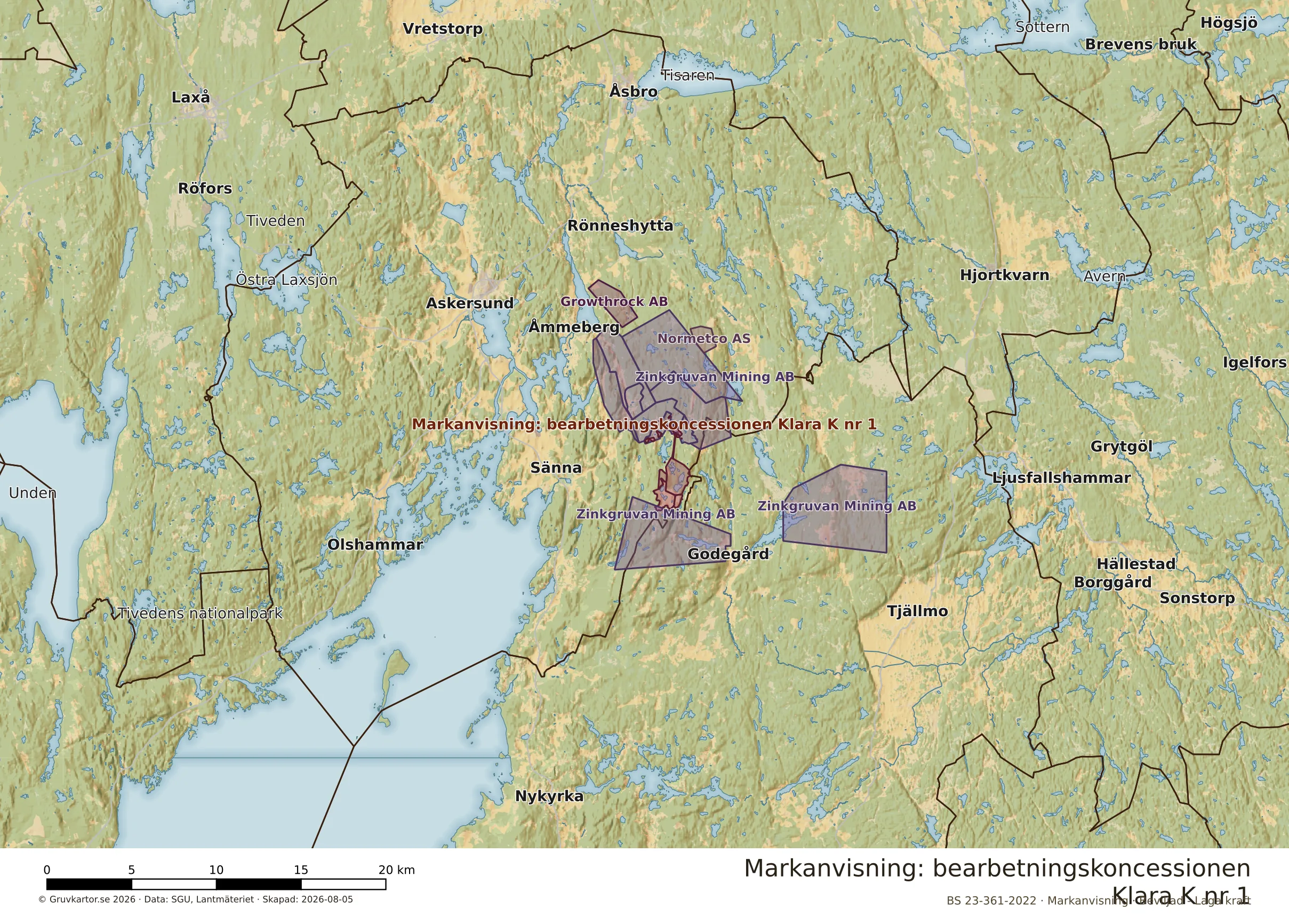 Översiktskarta över Klara K nr 1 i sitt landskap