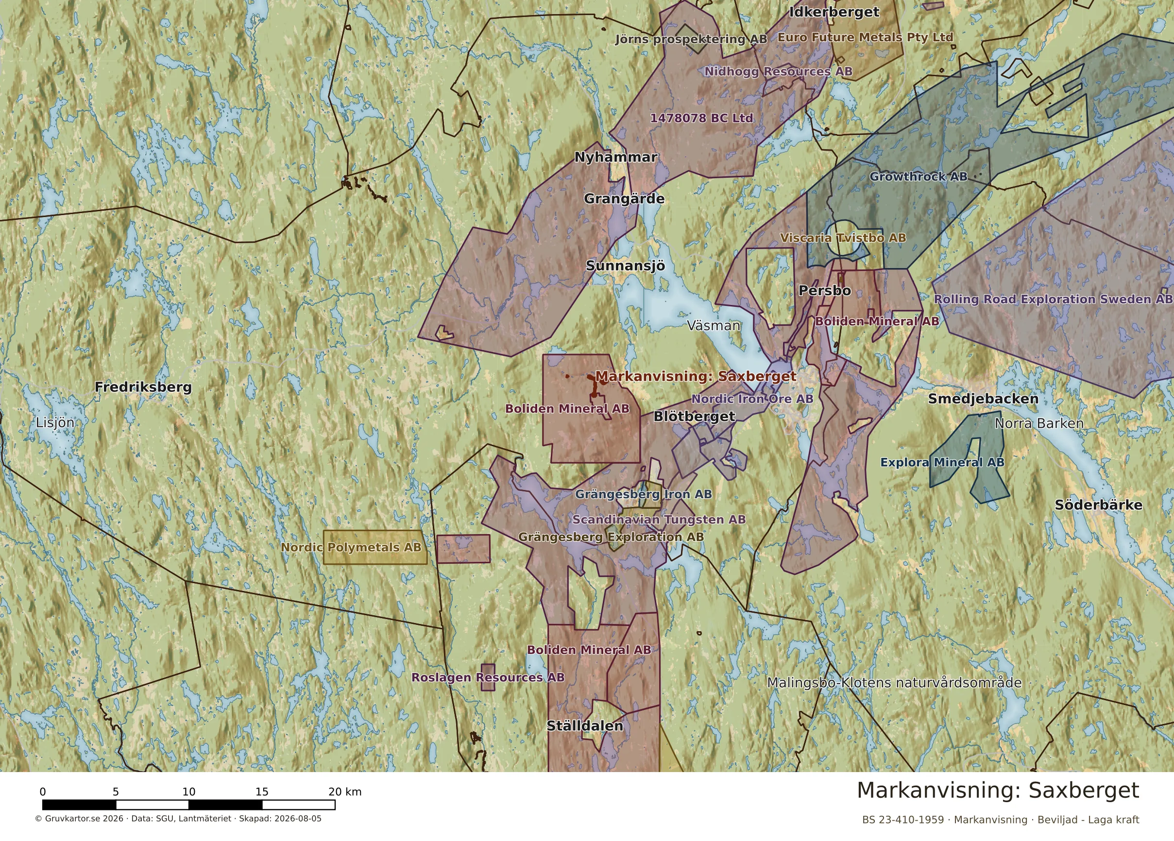 Översiktskarta över Saxberget i sitt landskap