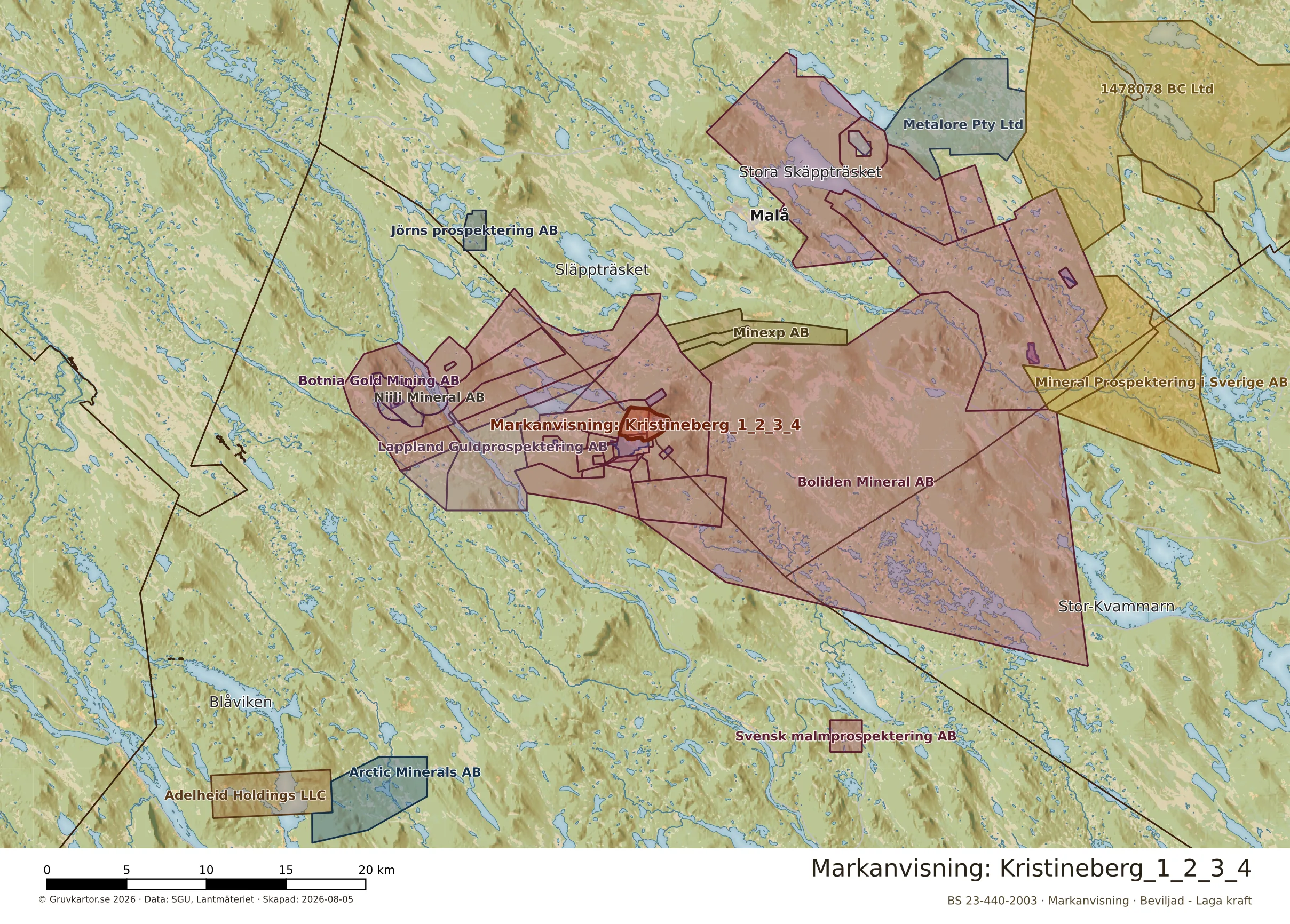 Översiktskarta över Kristineberg_1_2_3_4 i sitt landskap
