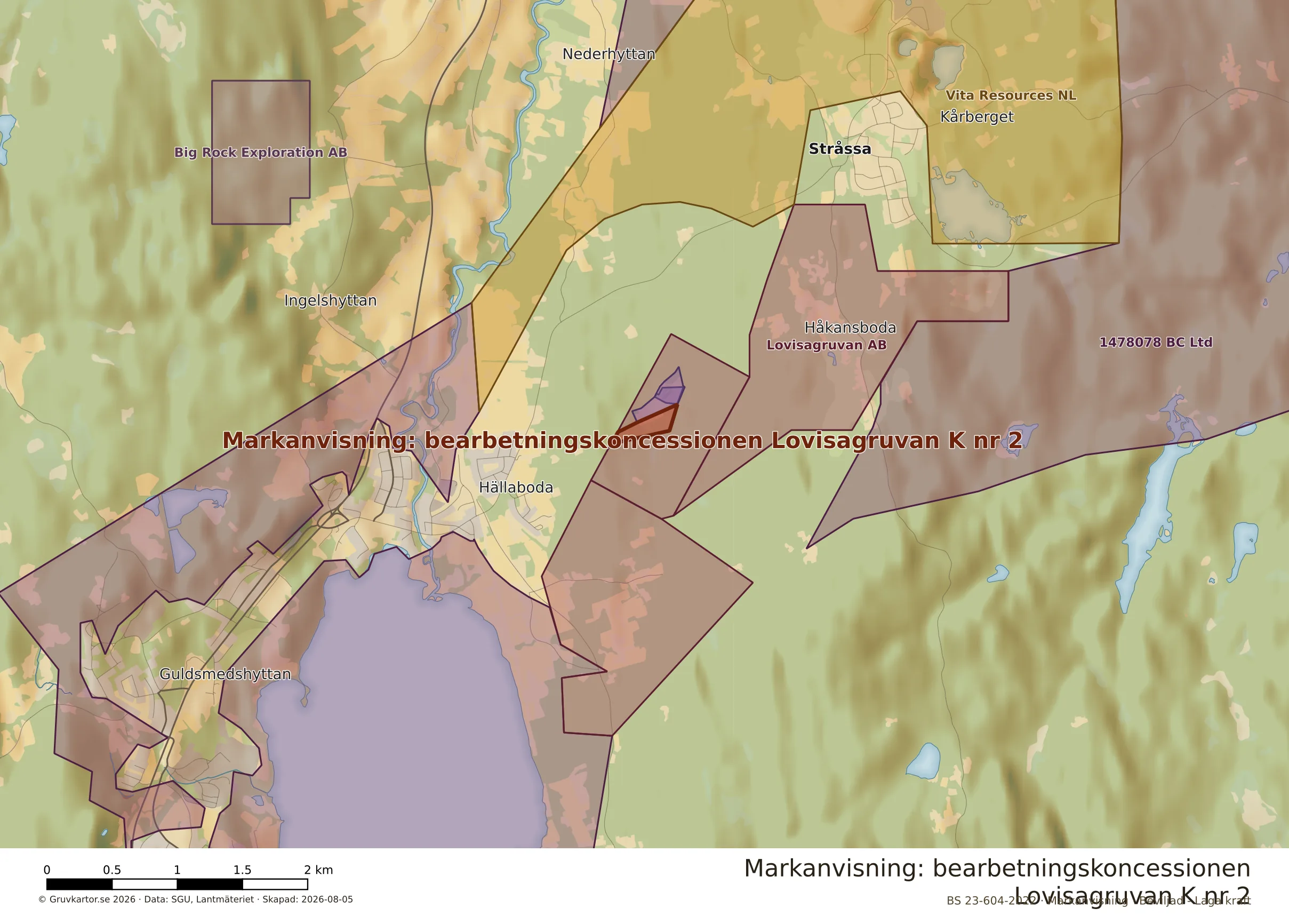 Närkarta över Lovisagruvan K nr 2