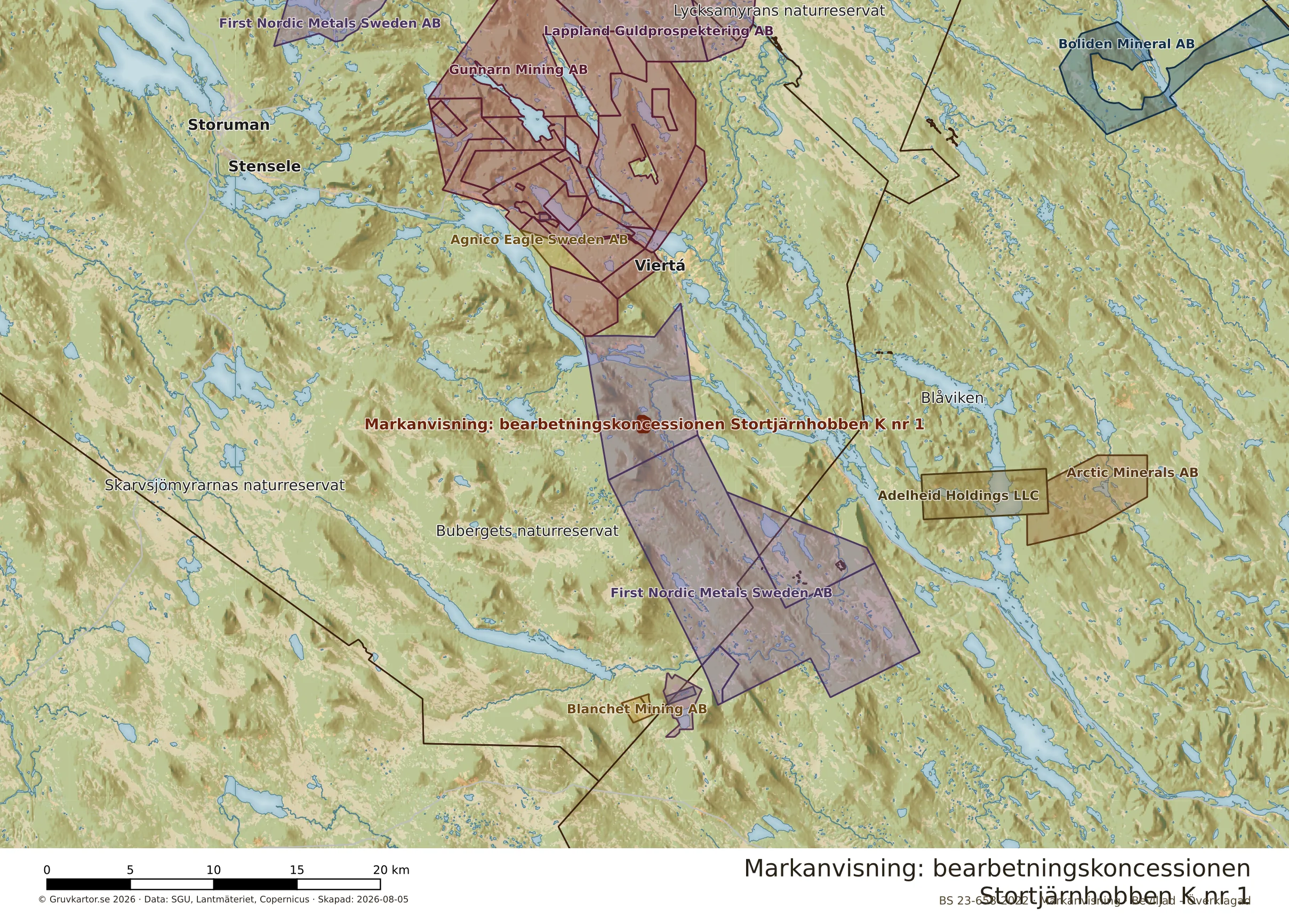 Översiktskarta över Stortjärnhobben K nr 1 i sitt landskap