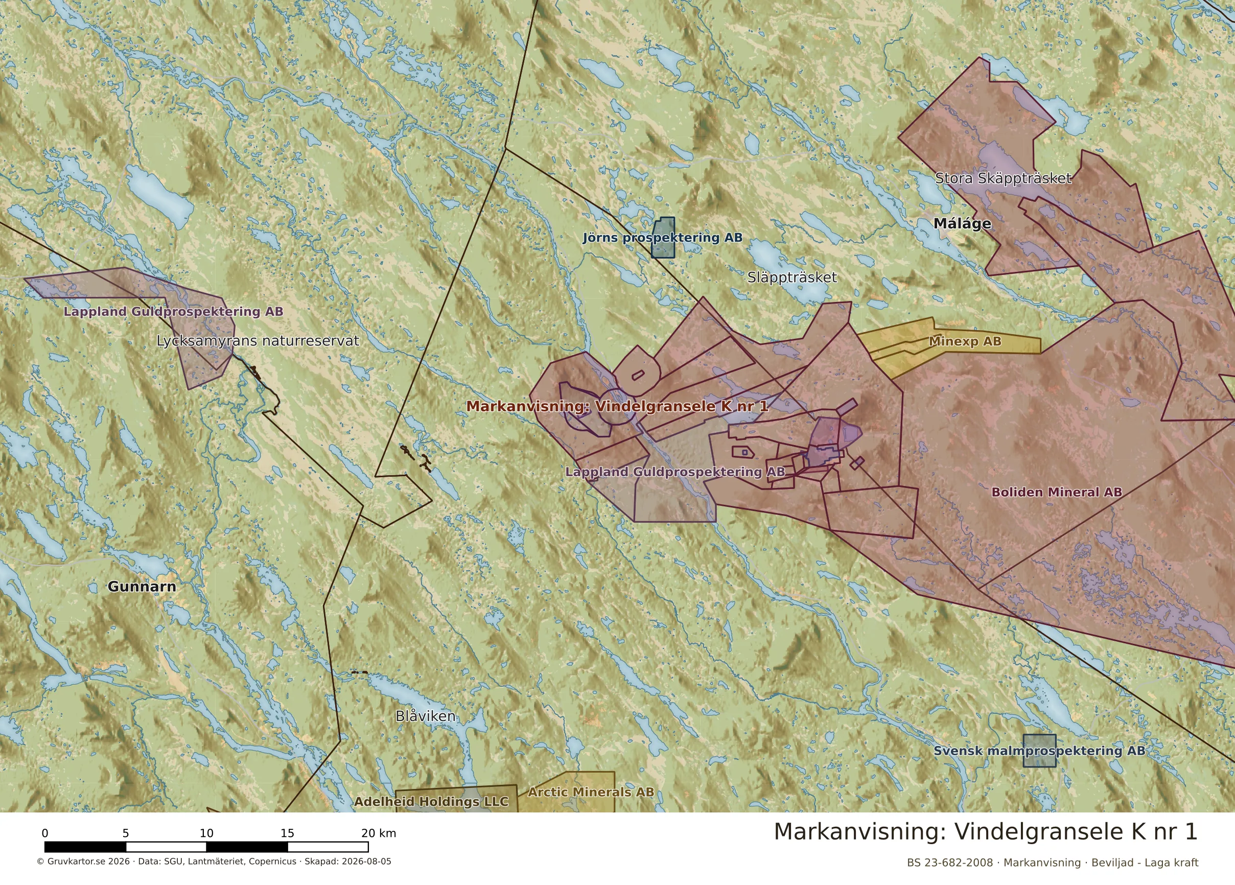 Översiktskarta över Vindelgransele K nr 1 i sitt landskap
