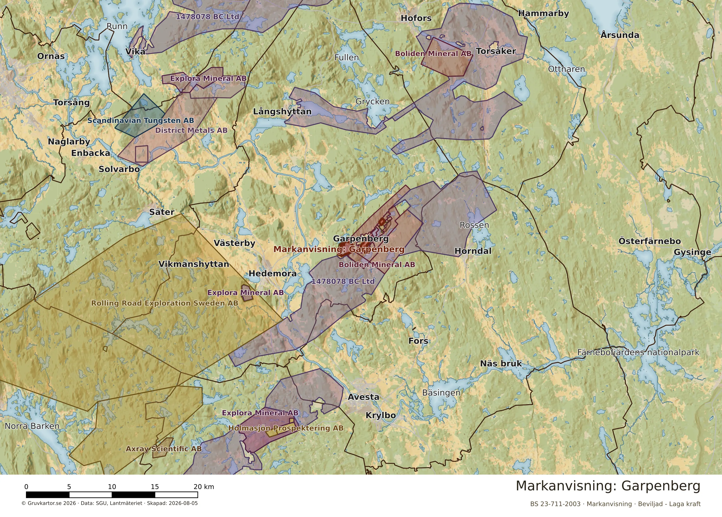 Översiktskarta över Garpenberg i sitt landskap