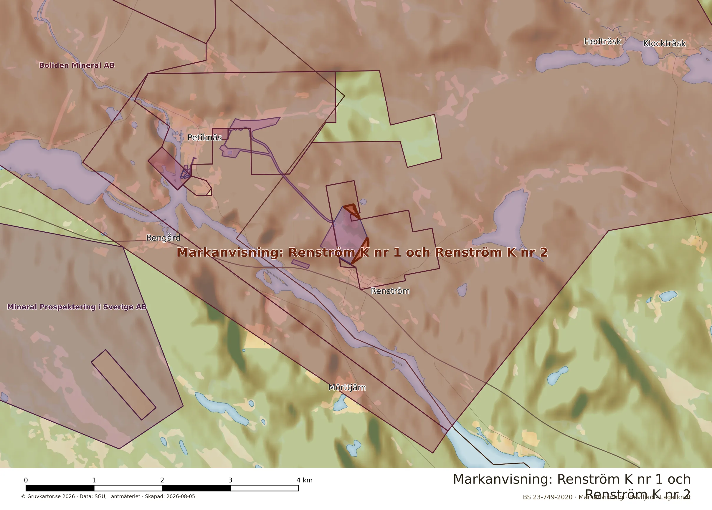 Närkarta över Renström K nr 1 och Renström K nr 2