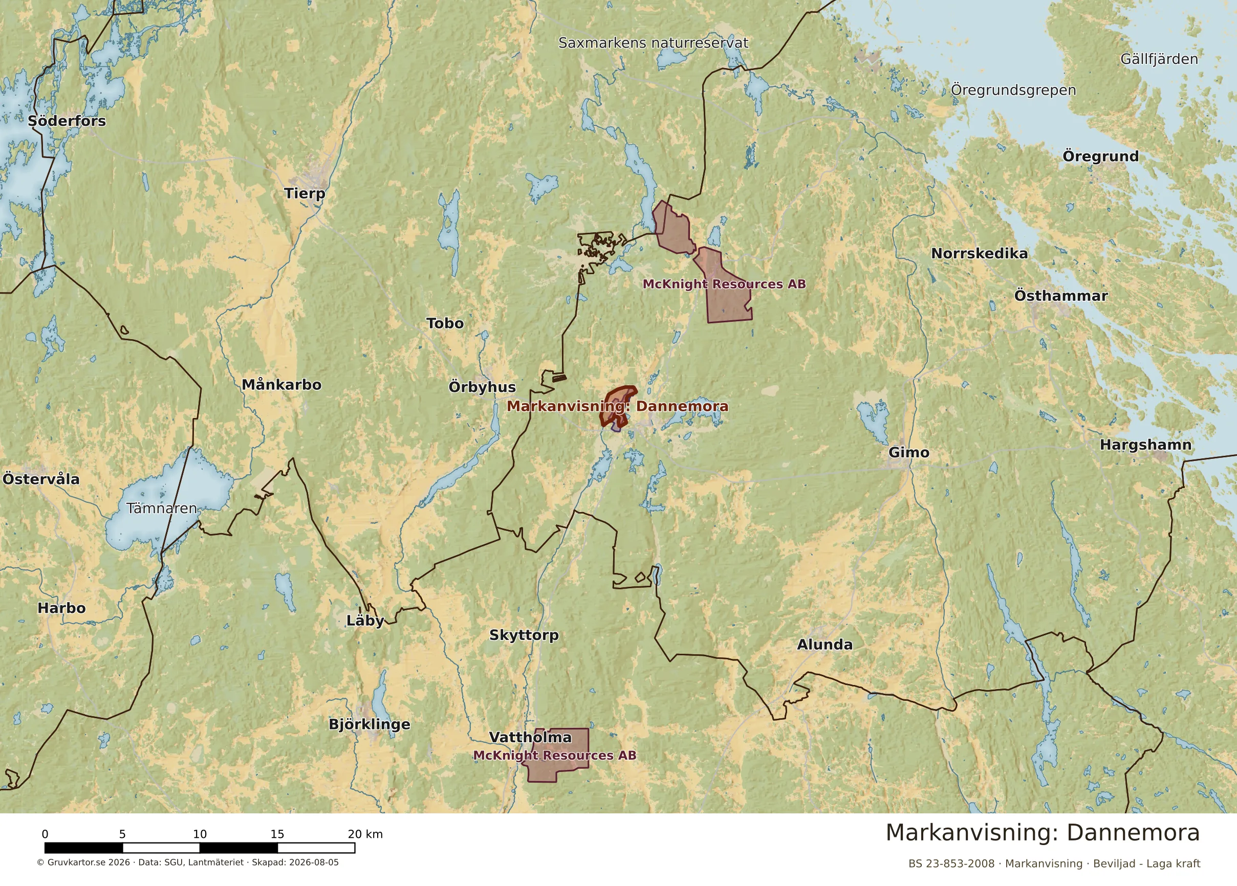 Översiktskarta över Dannemora i sitt landskap