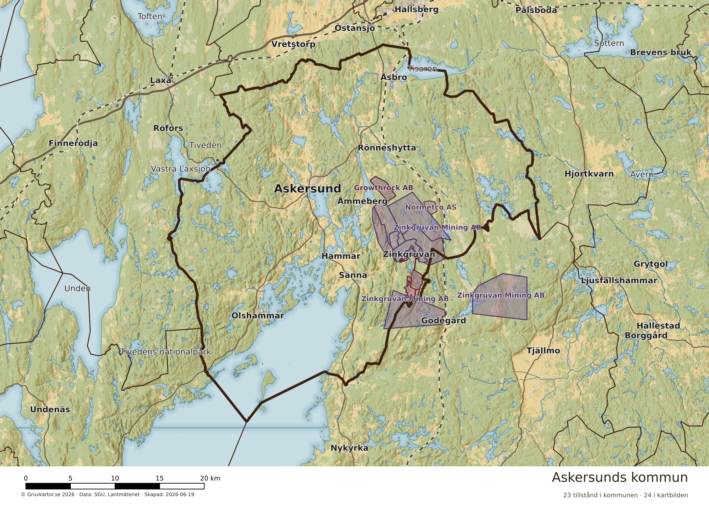 Karta över mineraltillstånd i Askersunds kommun